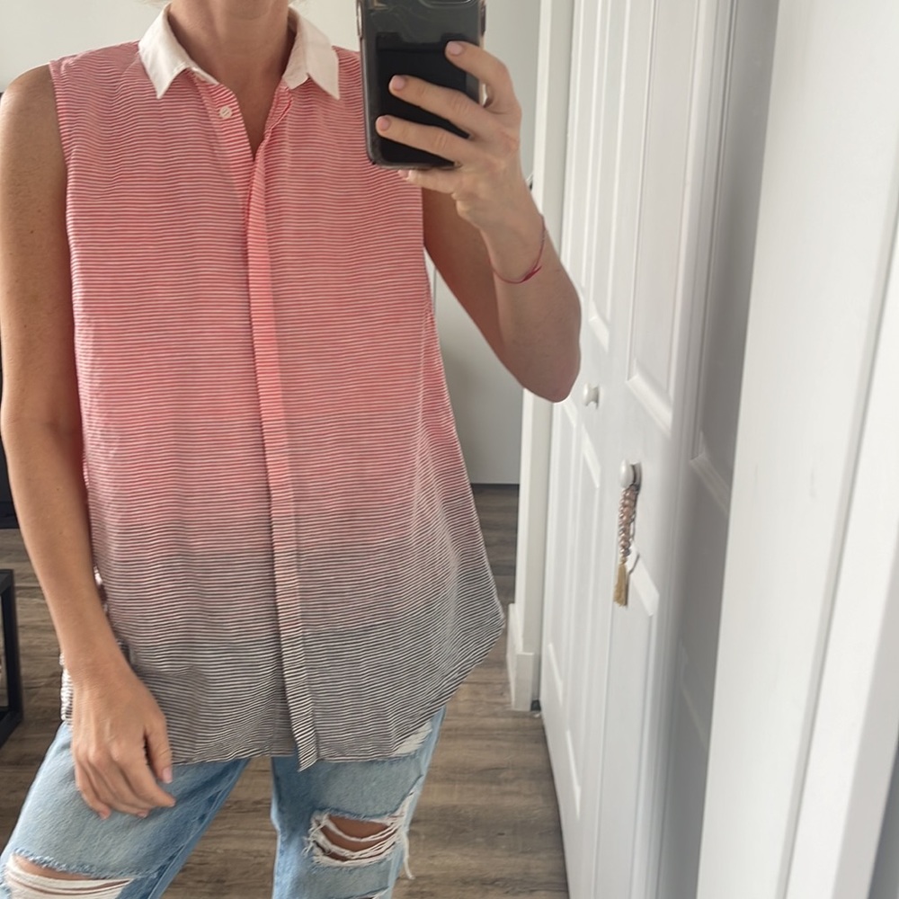 Lafayette 148 New York linen blend ombré button down